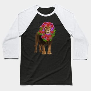 Lion with flower head, Love Lions, Big Cat Baseball T-Shirt